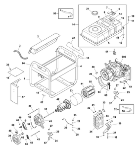 Main Unit Diagram and Parts List for 030748-02  Briggs and Stratton Generator